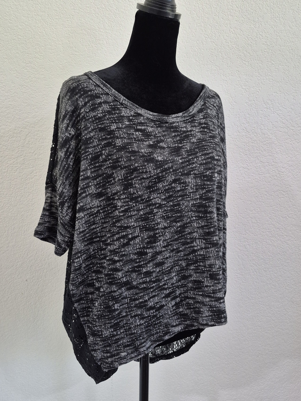 Charcoal Marled Boxy Knit Top